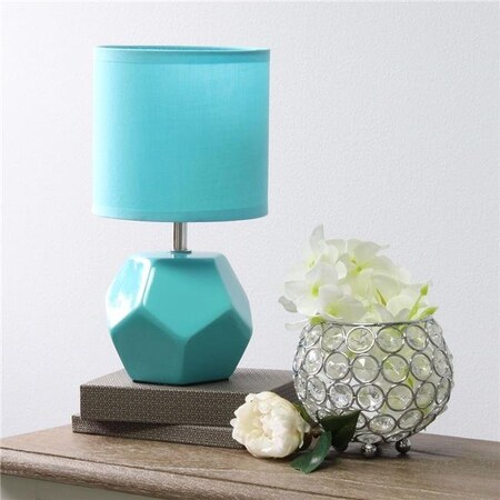 All The Rages All the Rages LT2065-BLU Simple Designs Round Prism Mini Table Lamp with Matching Fabric Shade; Blue LT2065-BLU